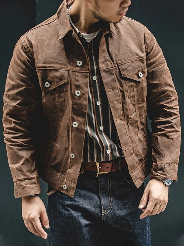 Veste de travail militaire en toile de coton cirée pour homme