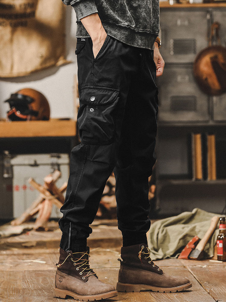 Herren Cargohose mit Kordelzug und Bündchen‑Beinen