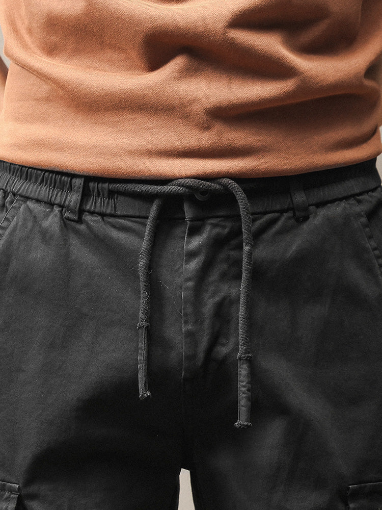 Pantaloni cargo jogger da uomo in stile vintage con multitasche ed elastico