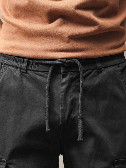 Pantaloni cargo jogger da uomo in stile vintage con multitasche ed elastico