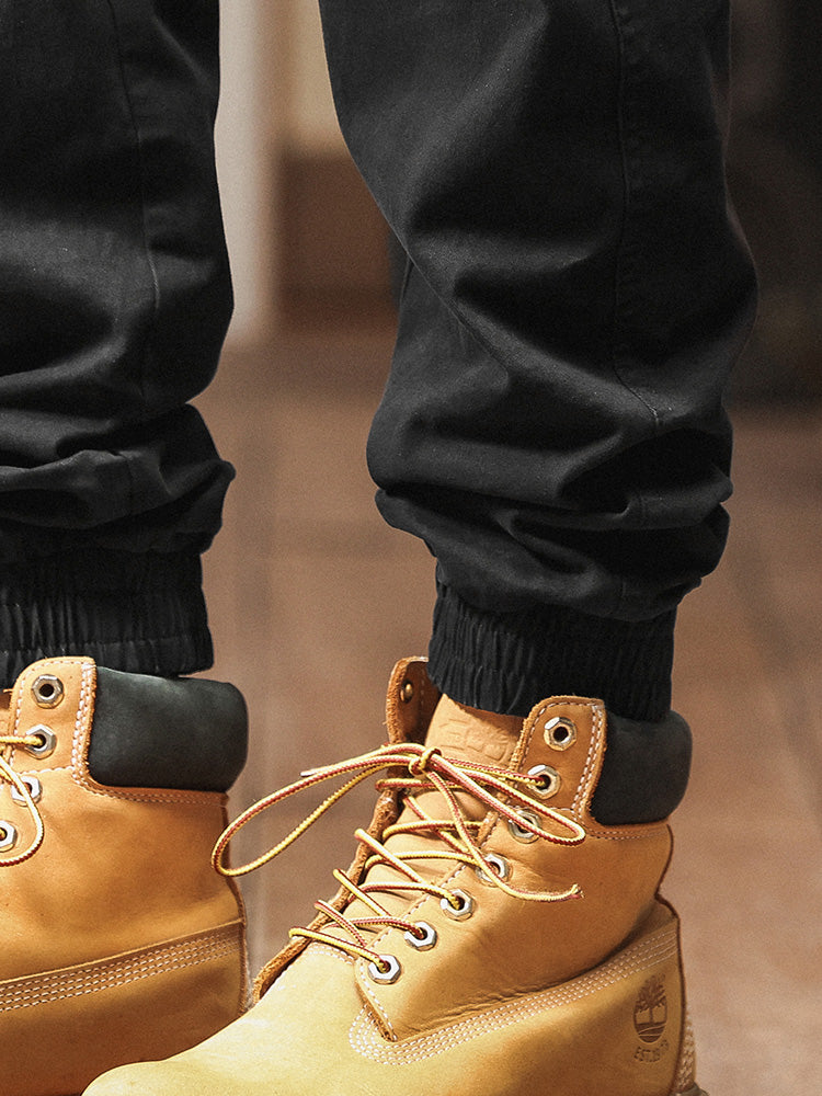 Pantaloni cargo jogger da uomo in stile vintage con multitasche ed elastico