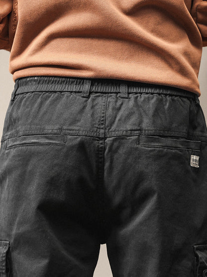 Pantaloni cargo jogger da uomo in stile vintage con multitasche ed elastico