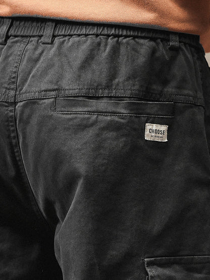 Pantaloni cargo jogger da uomo in stile vintage con multitasche ed elastico