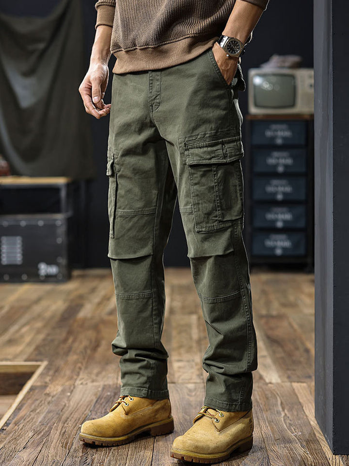 Pantaloni cargo da uomo a gamba dritta con tasche multiple