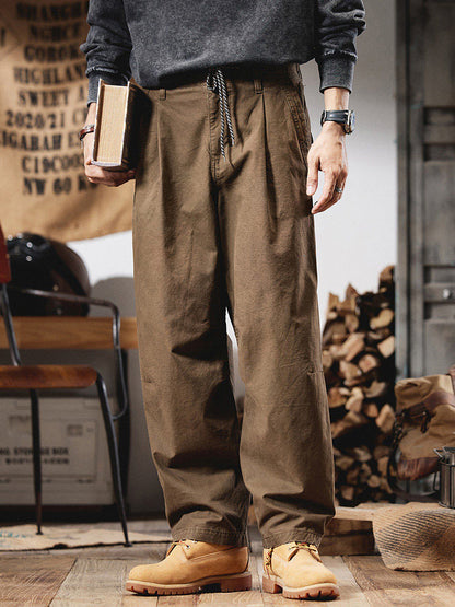Herren Retro‑Cargohose 100 % Baumwolle Weites Bein