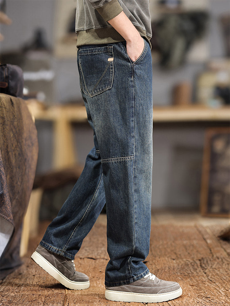 Herren-Jeans mit weitem Bein und Retro-Waschung