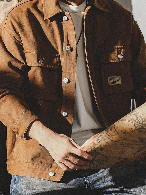 Giacca cargo da uomo in stile vintage americano