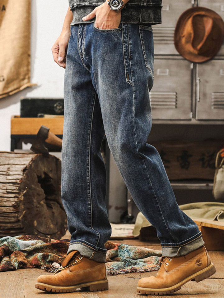 Herren Vintage‑Waschung Weite Jeans