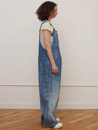 Salopette oversize a gamba larga con lavaggio vintage
