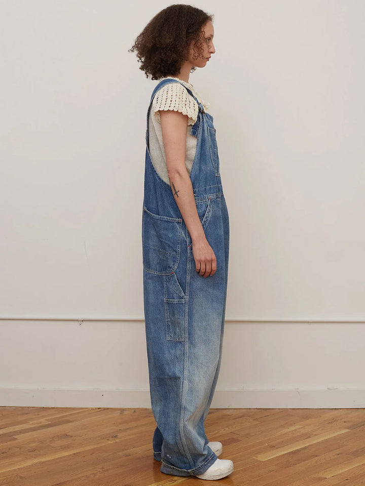 Salopette oversize a gamba larga con lavaggio vintage