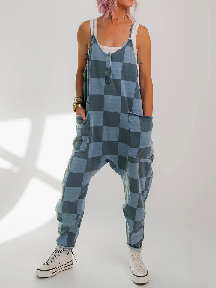 Tuta oversize a quadri da donna