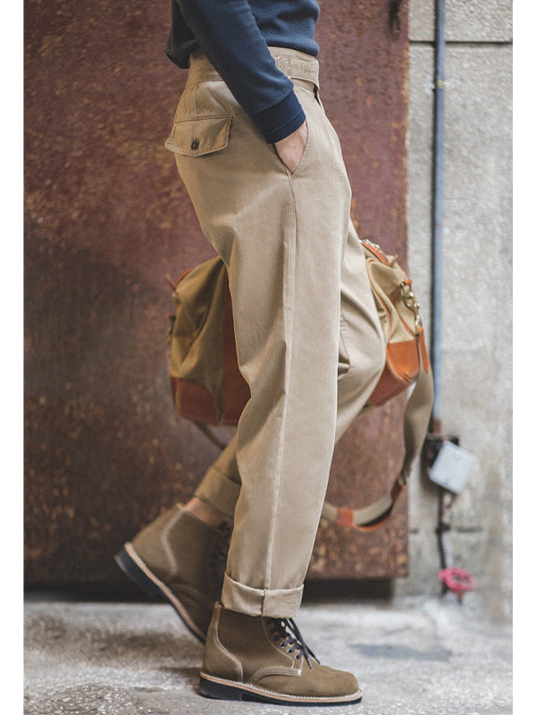 Pantaloni da uomo GURKHA, modello dritto e casual, ispirati allo stile vintage