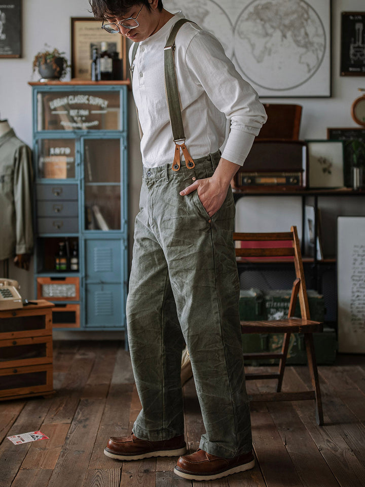Pantalon en toile épaisse (15 oz) avec bretelles