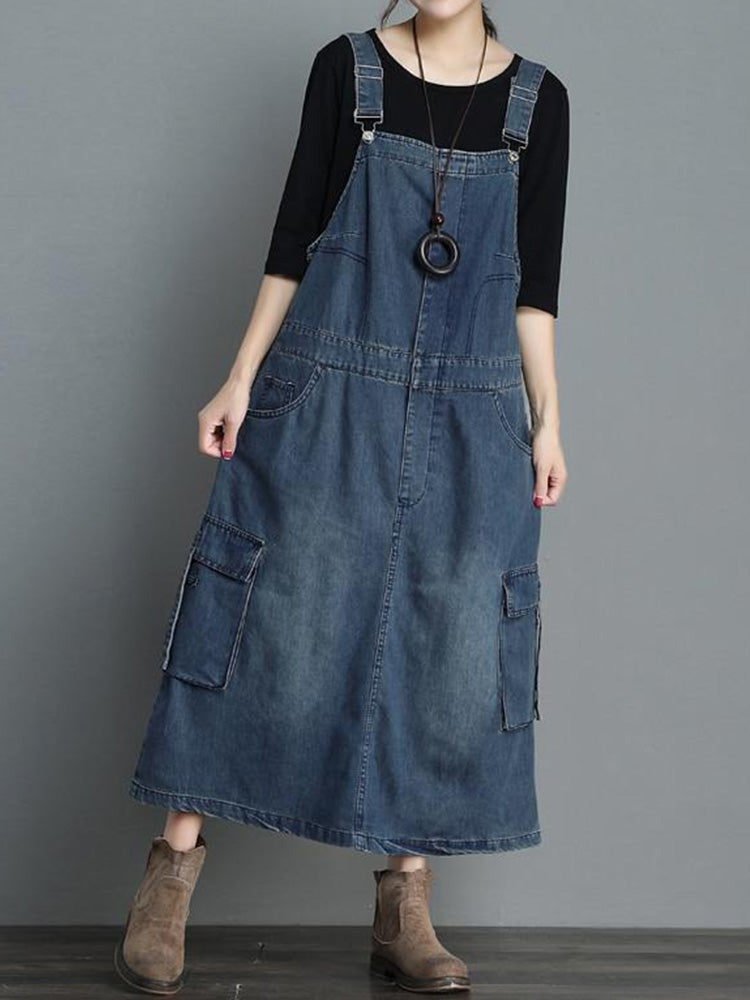 Jeans-Latzkleid mit lockerer Passform