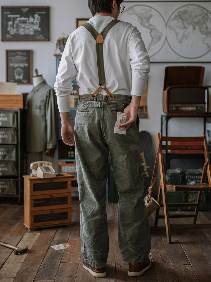 Pantalon en toile épaisse (15 oz) avec bretelles