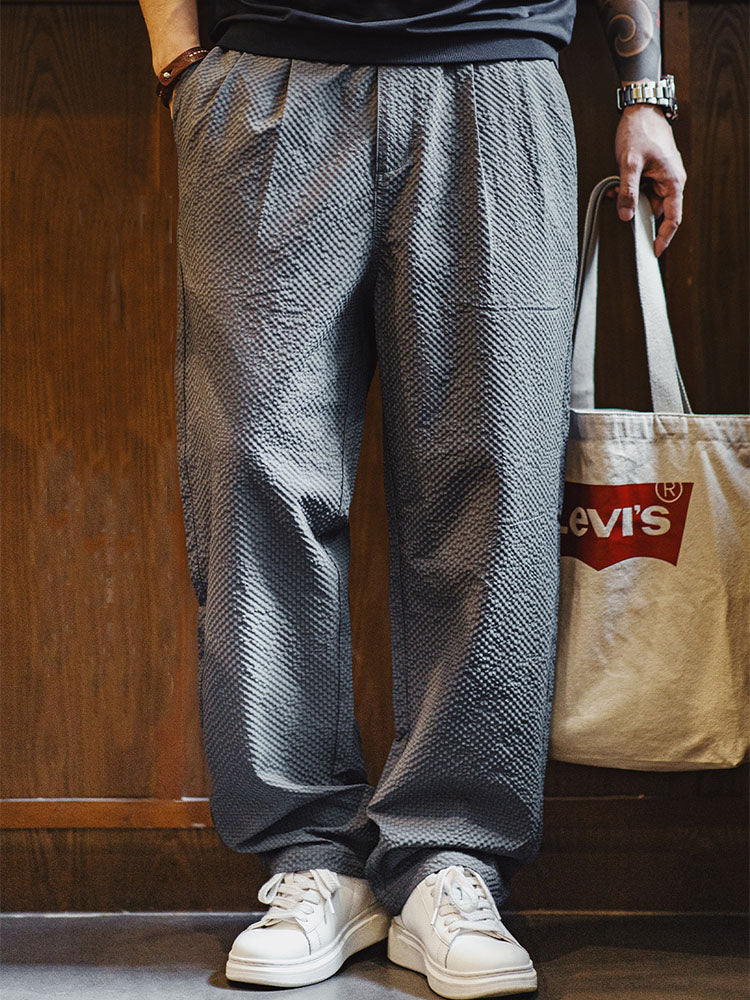 Herren Leichte Wide‑Leg Freizeithose mit Strukturgewebe