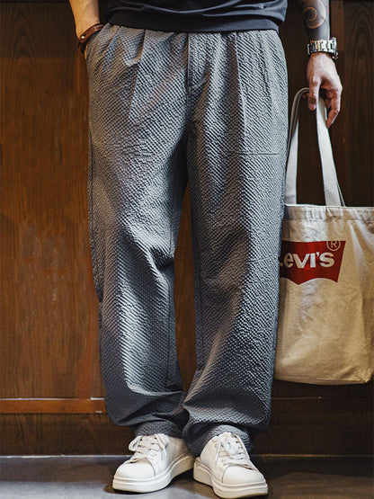 Herren Leichte Wide‑Leg Freizeithose mit Strukturgewebe