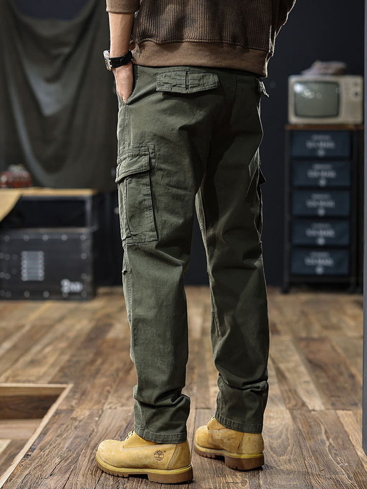Pantaloni cargo da uomo a gamba dritta con tasche multiple