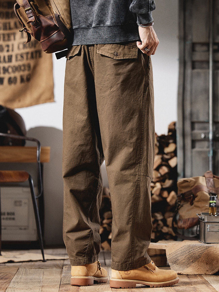 Herren Retro‑Cargohose 100 % Baumwolle Weites Bein