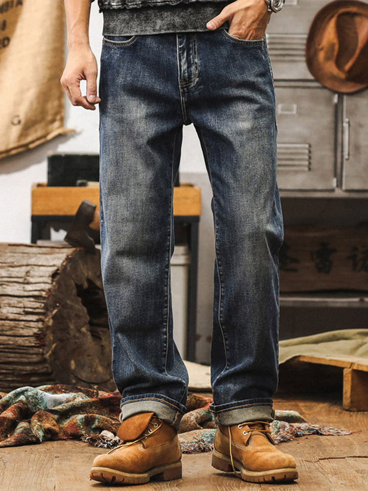 Herren Vintage‑Waschung Weite Jeans