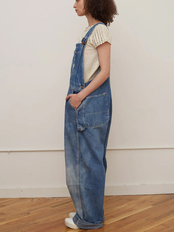 Salopette oversize a gamba larga con lavaggio vintage