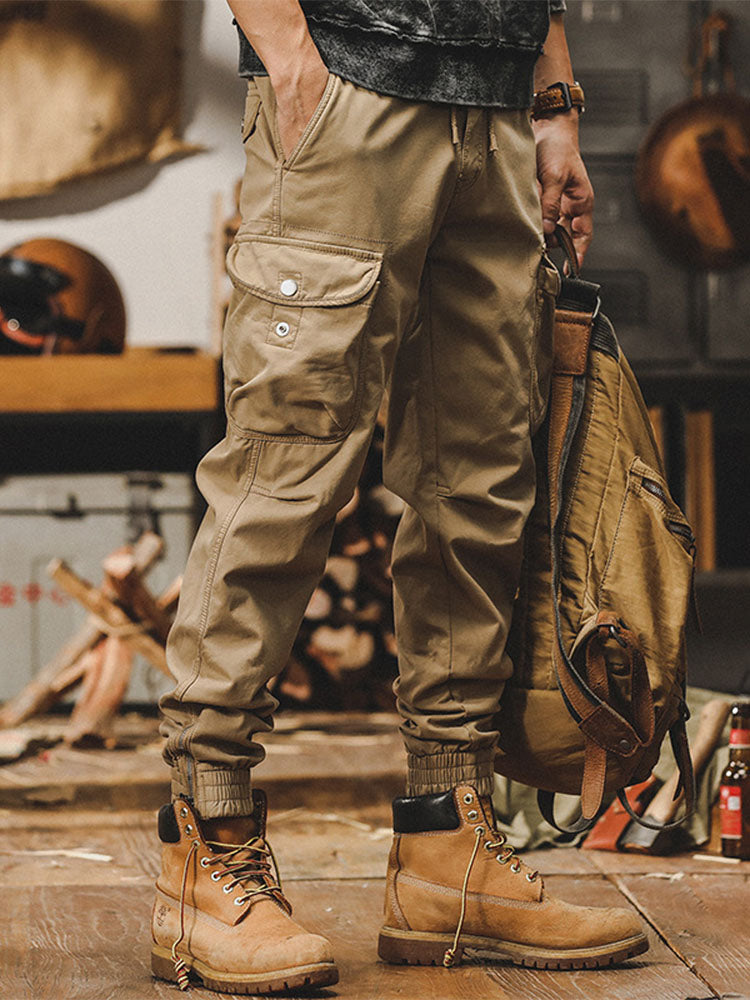 Herren Cargohose mit Kordelzug und Bündchen‑Beinen