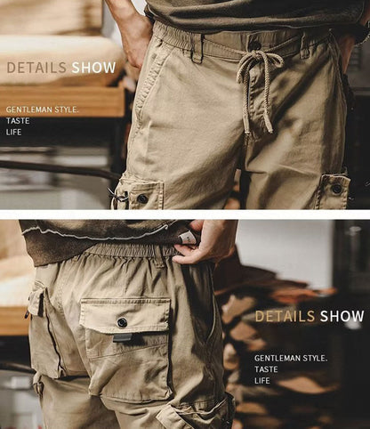 Pantalon de jogging cargo multipoches en coton stretch pour homme