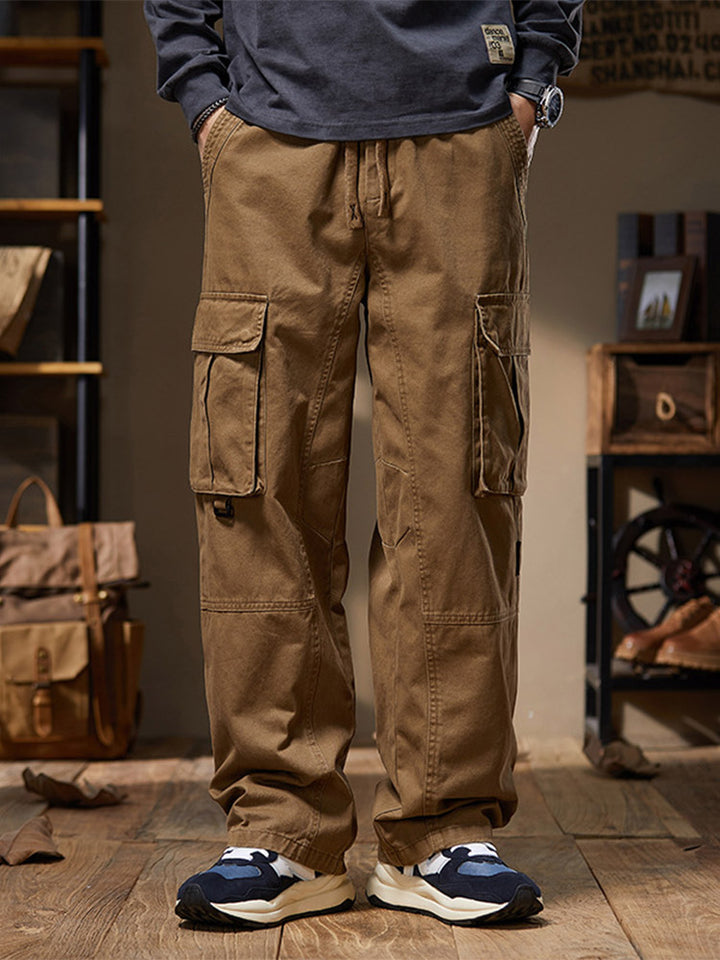 Herren Cargohose aus 100% Baumwolle, Weites Bein, Mehrere Taschen