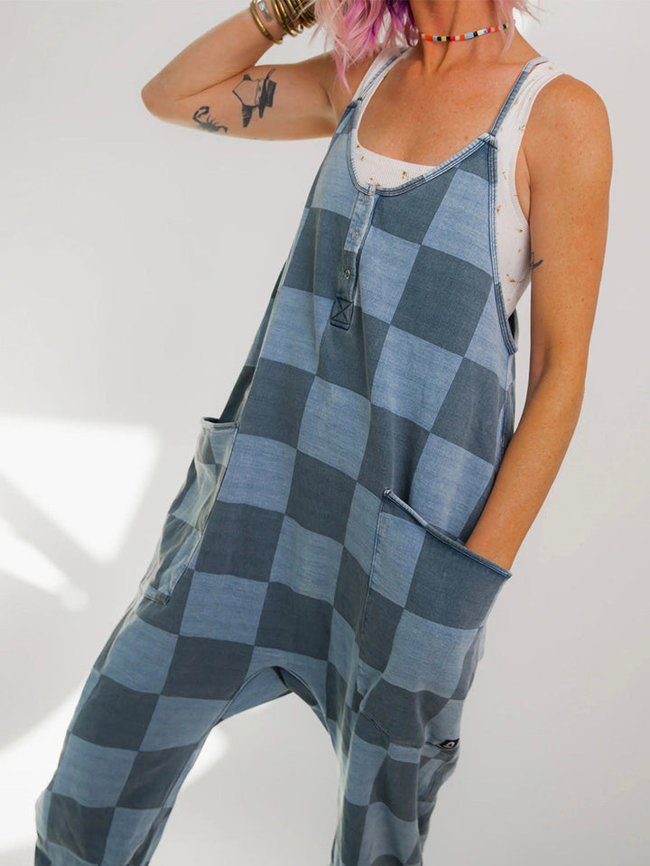 Tuta oversize a quadri da donna