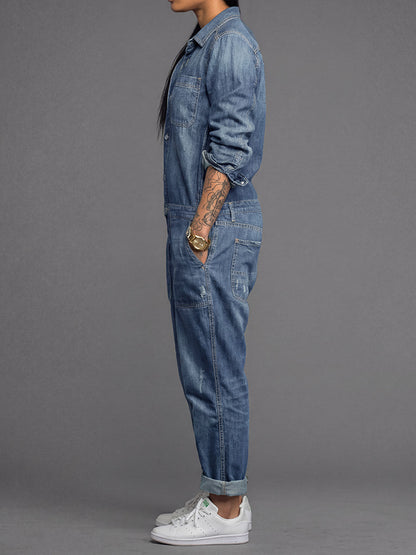 Tuta intera da donna in denim dalla vestibilità comoda