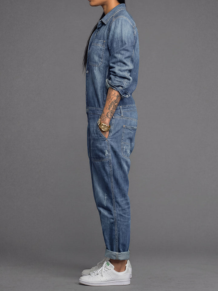 Damen-Denim-Overall mit lockerer Passform