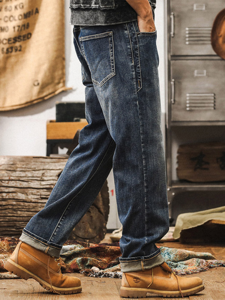 Herren Vintage‑Waschung Weite Jeans