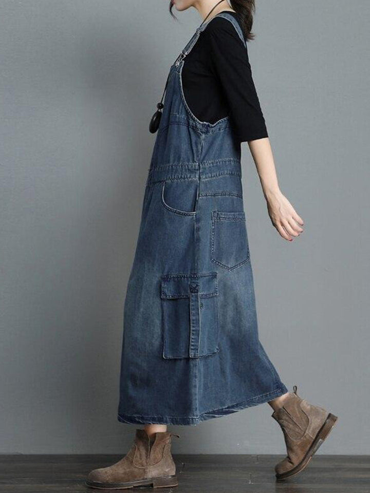 Jeans-Latzkleid mit lockerer Passform
