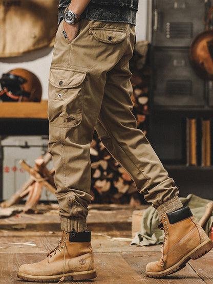 Herren Cargohose mit Kordelzug und Bündchen‑Beinen