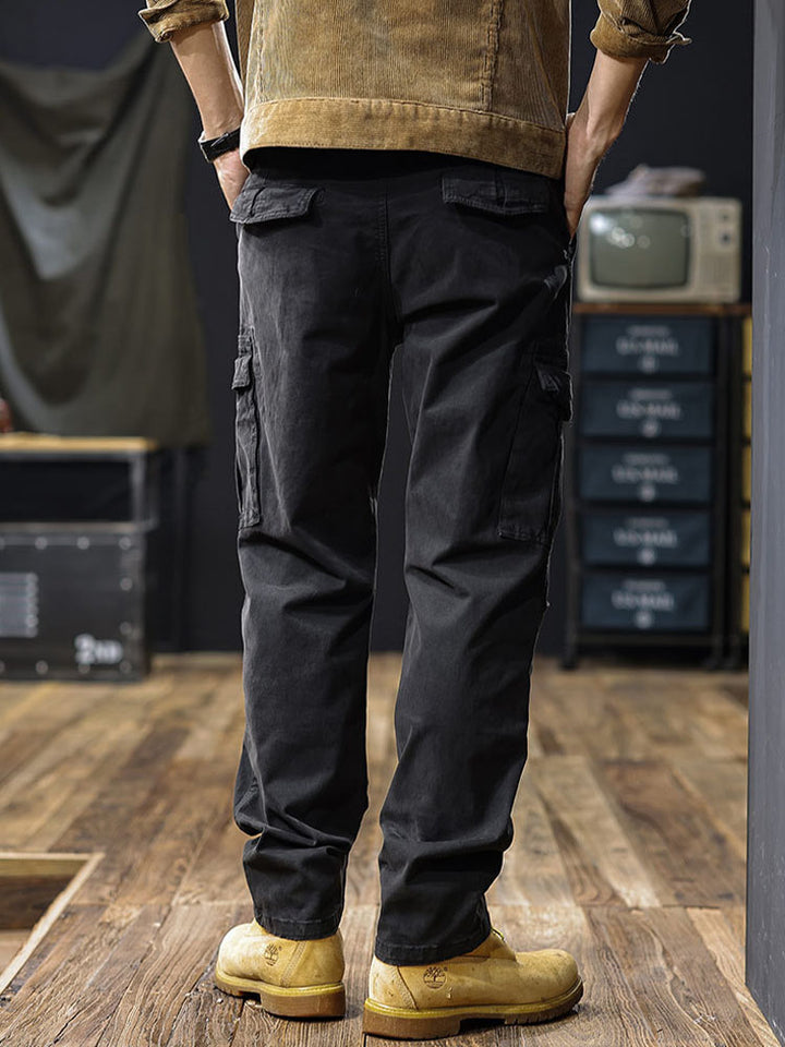 Pantaloni cargo da uomo a gamba dritta con tasche multiple