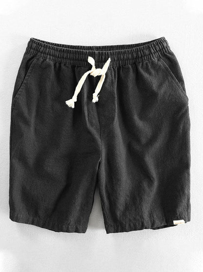 Pantaloncini casual da uomo in ramia e cotone con coulisse