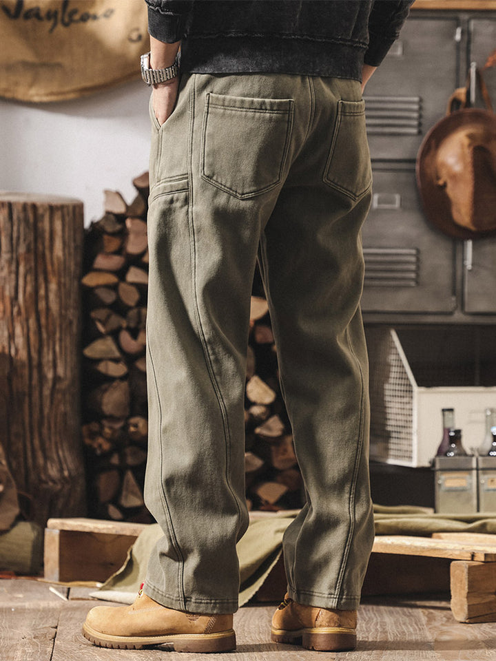 Herren 100% Baumwolle Cargohose, Weites Bein Vintage Arbeitshose