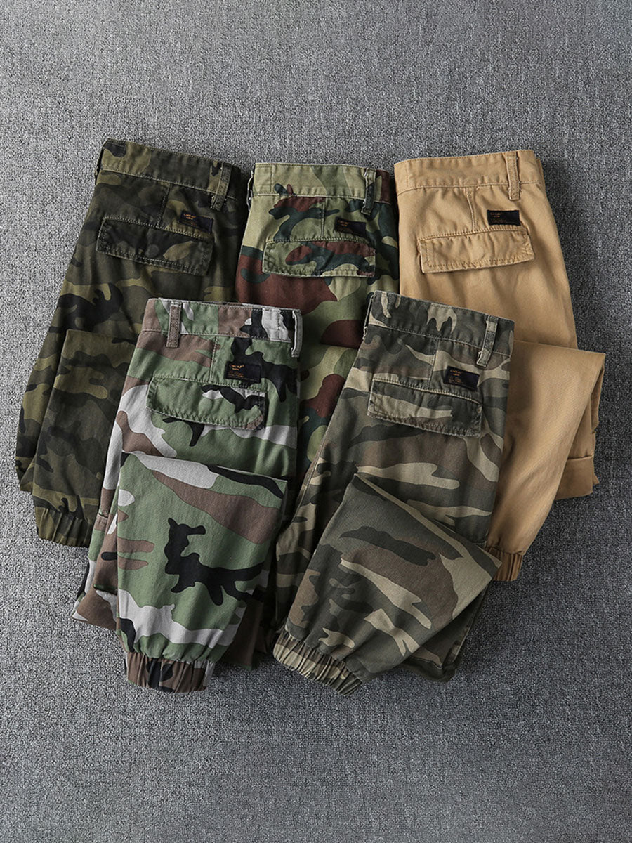 Pantaloni cargo jogger mimetici da uomo