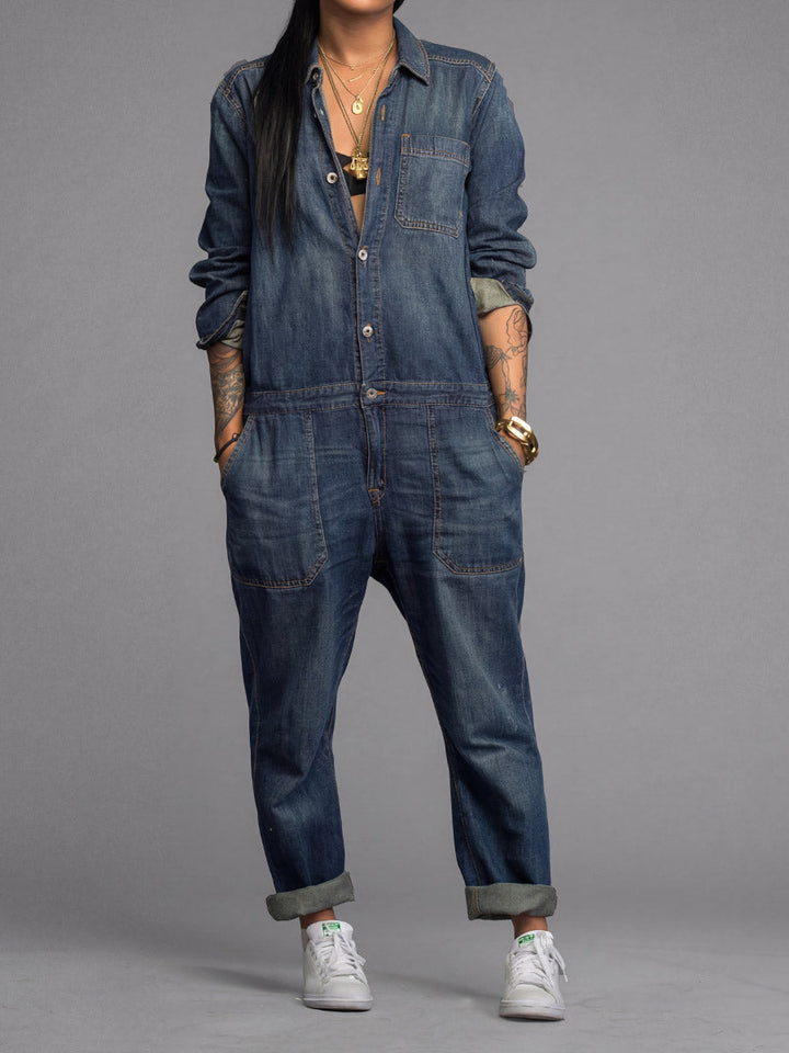 Damen-Denim-Overall mit lockerer Passform