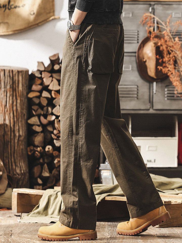 Pantaloni da uomo in stile retrò, in 100% cotone, con gamba ampia