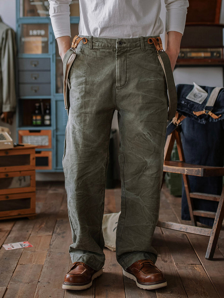 Pantalon en toile épaisse (15 oz) avec bretelles