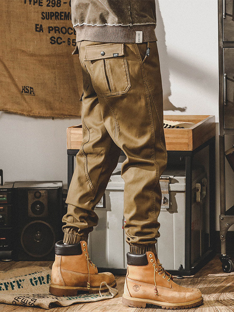 Herren Cargohose mit Kordelzug und Bündchen‑Beinen