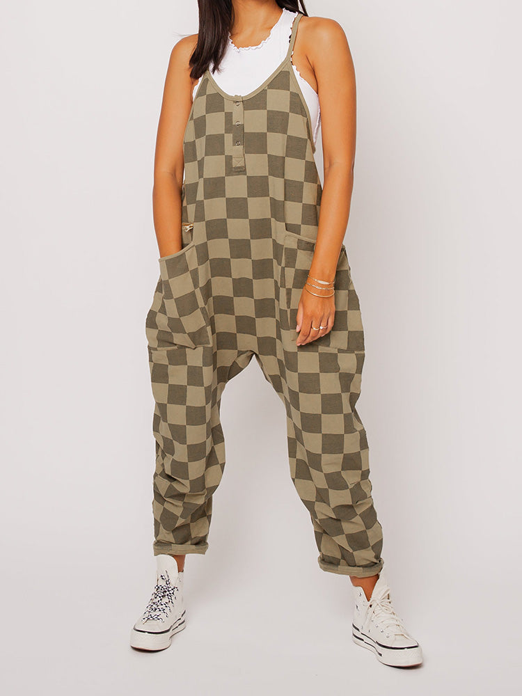 Tuta oversize a quadri da donna