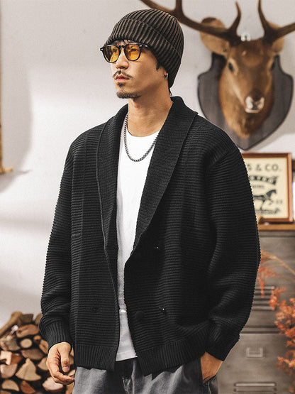 Oversize-Cardigan mit Schalkragen und Waffelstrick für Herren
