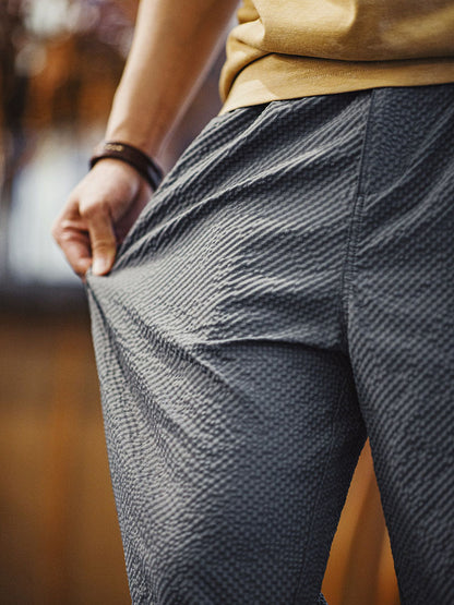 Herren Leichte Wide‑Leg Freizeithose mit Strukturgewebe