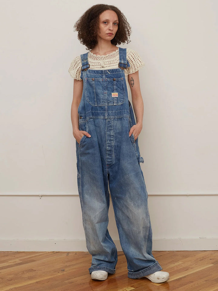 Salopette oversize a gamba larga con lavaggio vintage