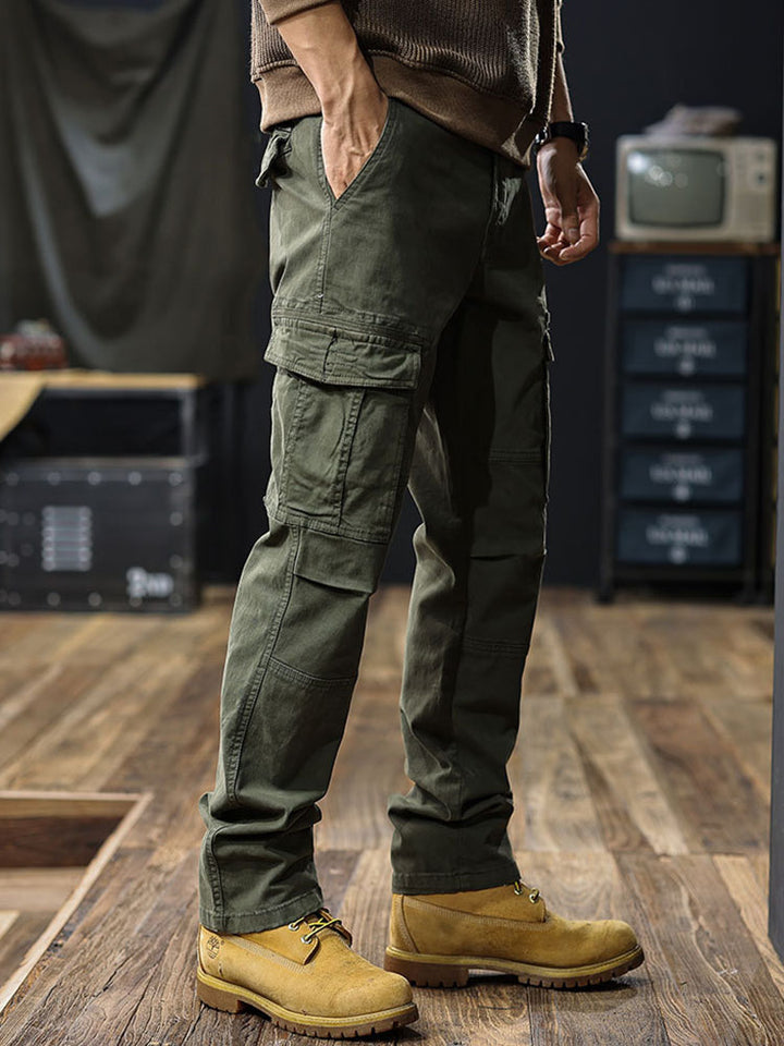 Pantaloni cargo da uomo a gamba dritta con tasche multiple