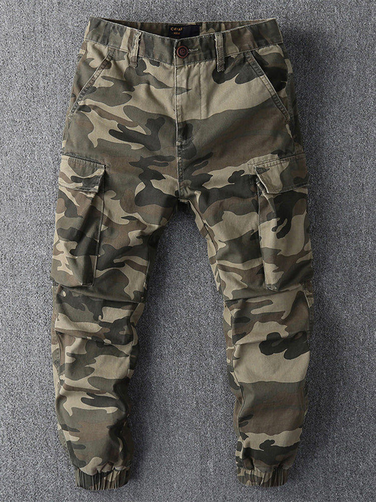 Pantaloni cargo jogger mimetici da uomo