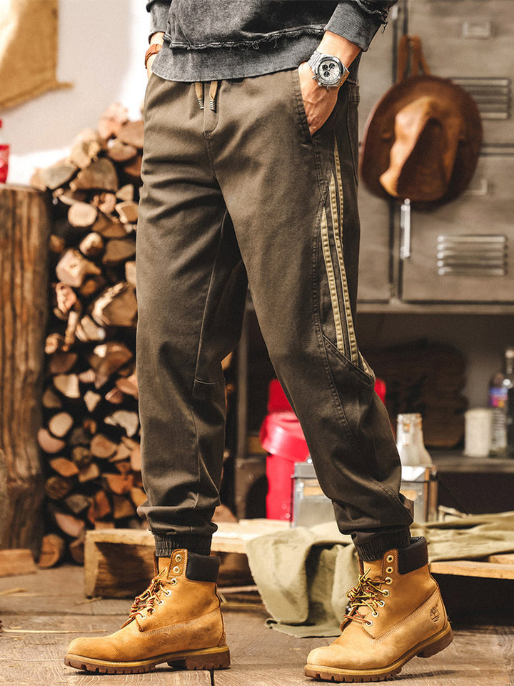 Pantaloni da jogging vintage da uomo con bande laterali