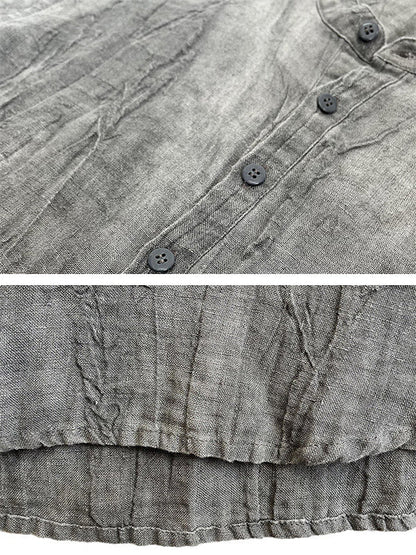Herren-Henley-Shirt aus 100 % Leinen mit kurzen Ärmeln
